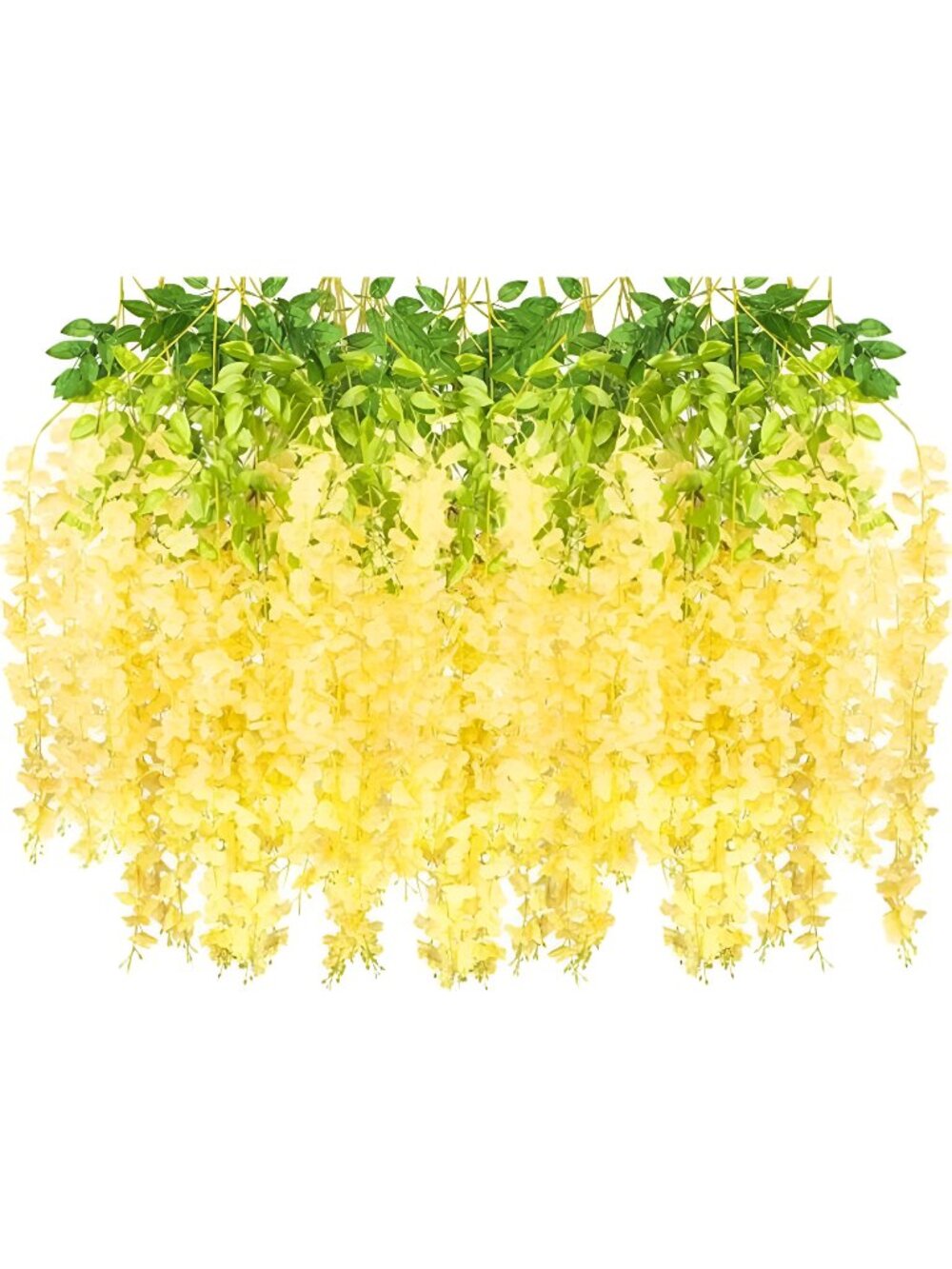 12 Pack Artificial Flowers Silk Wisteria Vine Ratta Hanging Flower (Champagne)